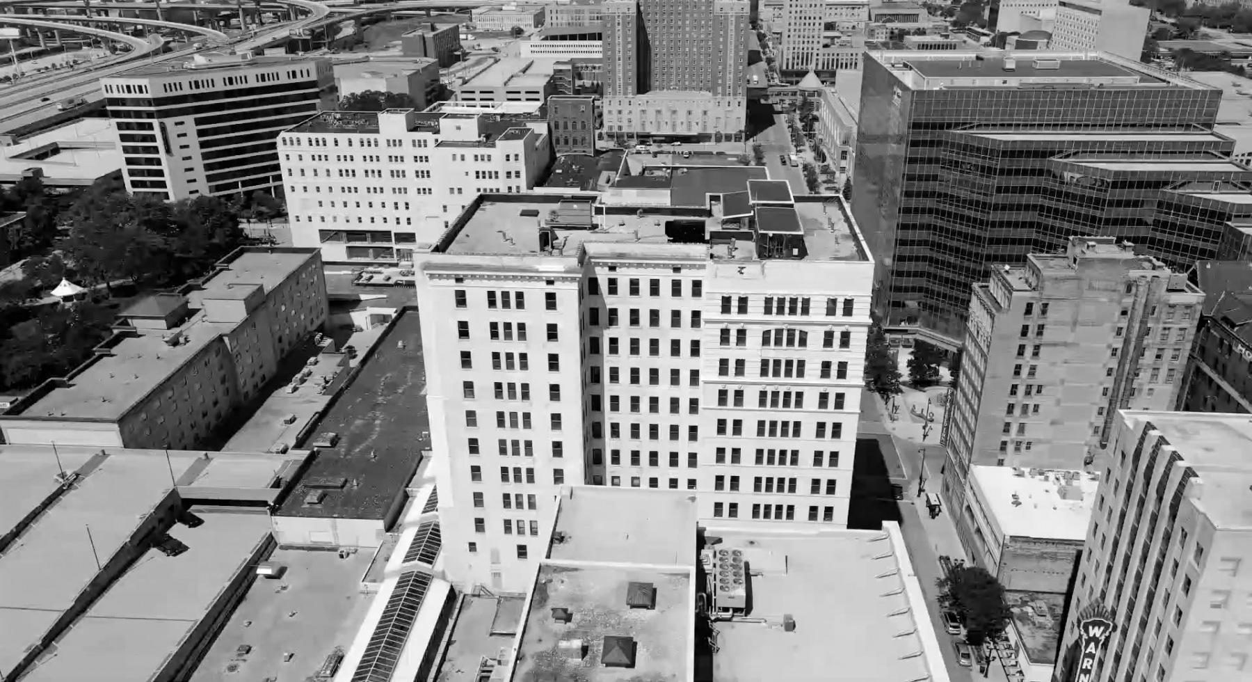Aerial view of playbill flats