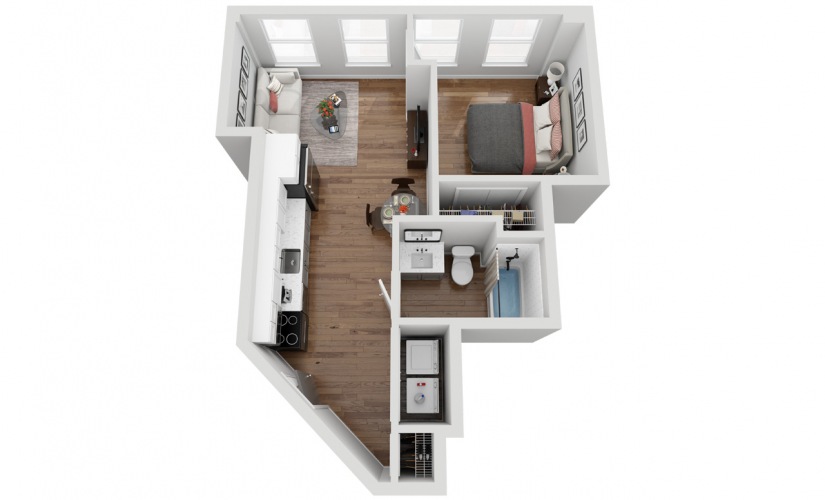 01C - 1 bedroom floorplan layout with 1 bathroom and 516 square feet