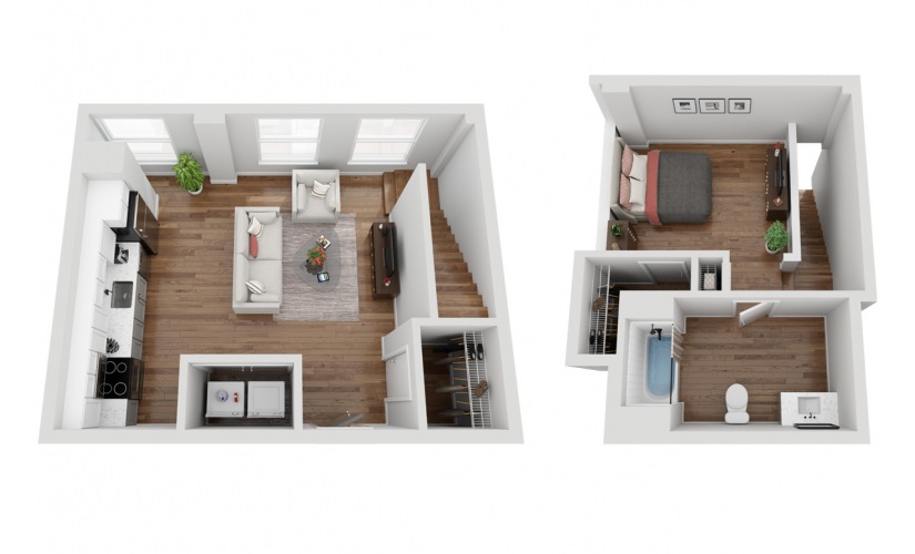 05L - 1 bedroom floorplan layout with 1 bathroom and 740 square feet