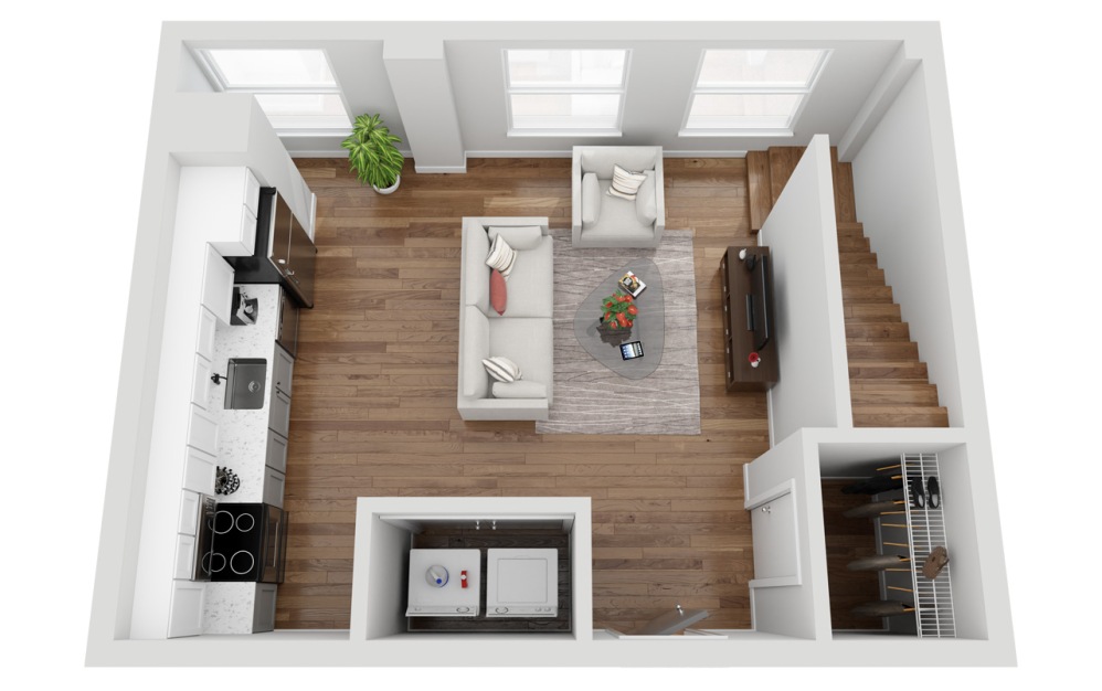 05L - 1 bedroom floorplan layout with 1 bathroom and 740 square feet (Floor 1, 3D)