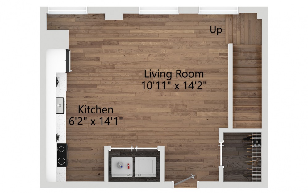 05L - 1 bedroom floorplan layout with 1 bath and 740 square feet. (Floor 1 / 2D)