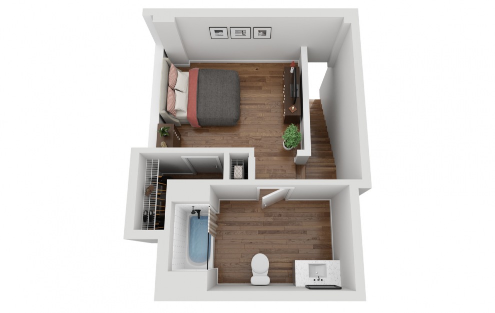 05L - 1 bedroom floorplan layout with 1 bath and 740 square feet. (Floor 2 / 3D)