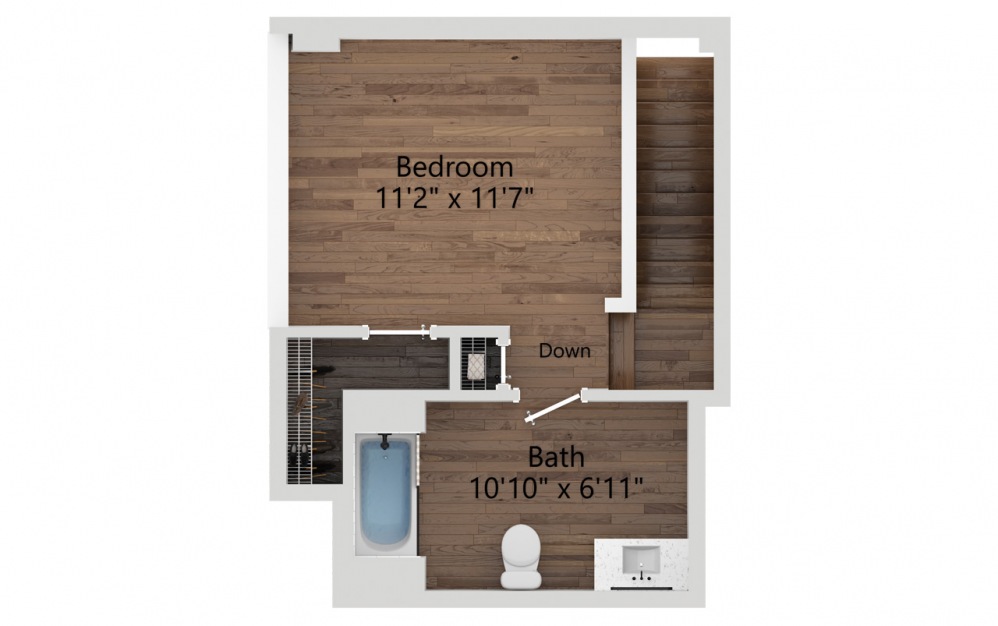 05L - 1 bedroom floorplan layout with 1 bath and 740 square feet. (Floor 2 / 2D)