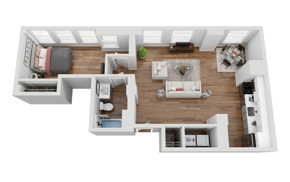 04C - 1 bedroom floorplan layout with 1 bathroom and 771 square feet (3D)