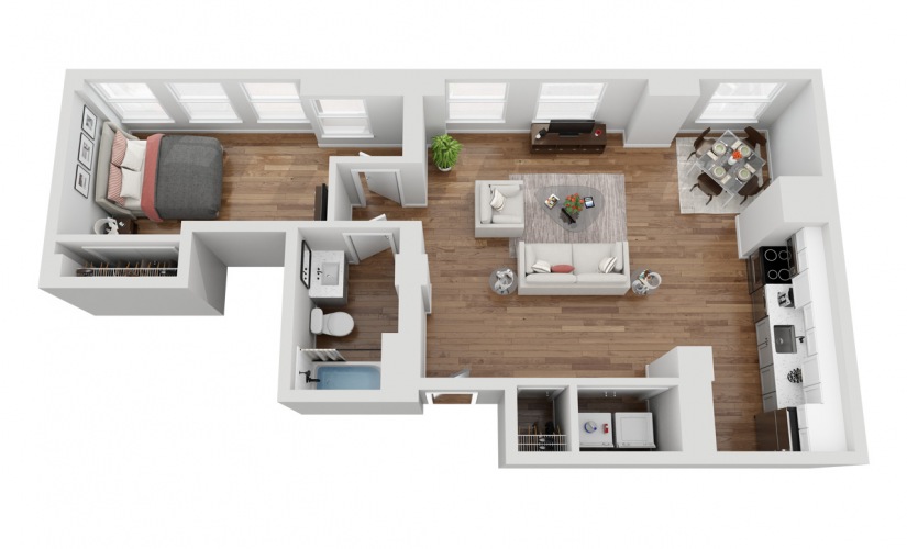 04C - 1 bedroom floorplan layout with 1 bathroom and 771 square feet