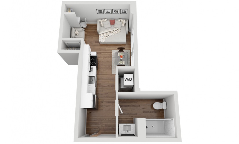 05C - Studio floorplan layout with 1 bathroom and 236 square feet