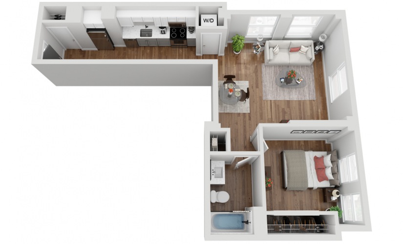 010 - 1 bedroom floorplan layout with 1 bathroom and 655 square feet