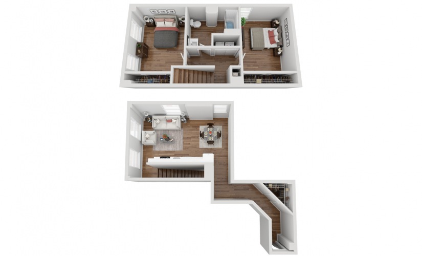 011T - 2 bedroom floorplan layout with 1 bathroom and 1061 square feet