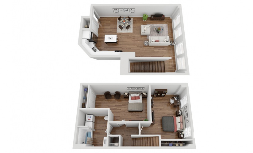 013T - 2 bedroom floorplan layout with 1 bathroom and 1228 square feet