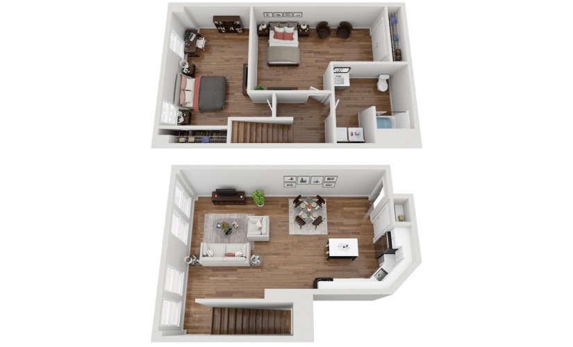 014T - 2 bedroom floorplan layout with 1 bathroom and 1223 square feet